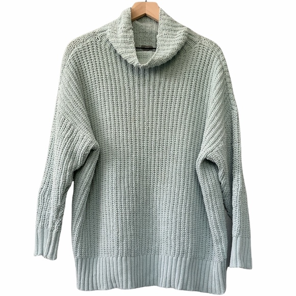 aerie Sweaters - Aerie Women Light Blue Oversized Cowl Neck Knit Sweater Small